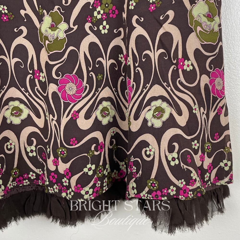 Rare Vintage Silk Floral Skirt ALT ASO Rory Gilmore Girls Brown Pink Y2K Vintage - Picture 7 of 10